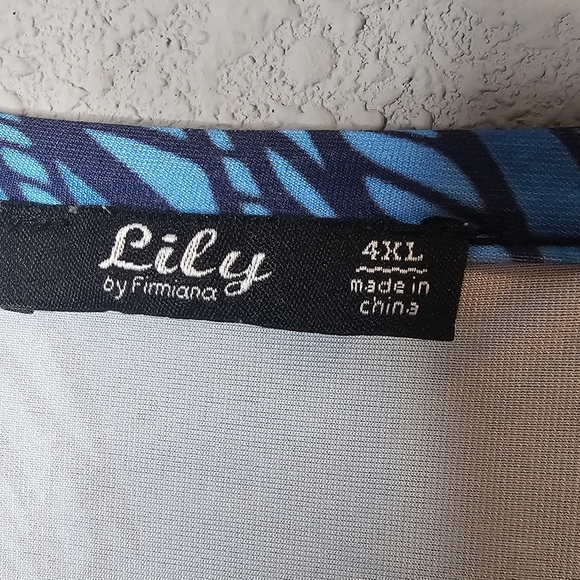 Lily by Firmiana Dress Tunic Top Womens Plus 4XL Blue Peacock Vibrant Blue Bird - Picture 3 of 12